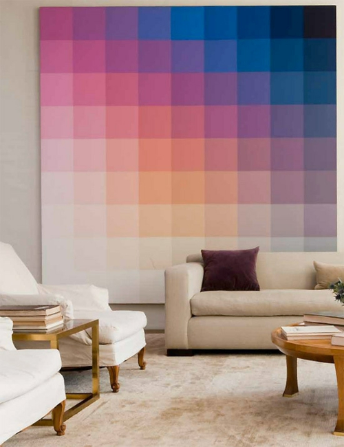 farbgestaltung mit schönen Mustern hause wandgestaltung sofa wohnzimmer