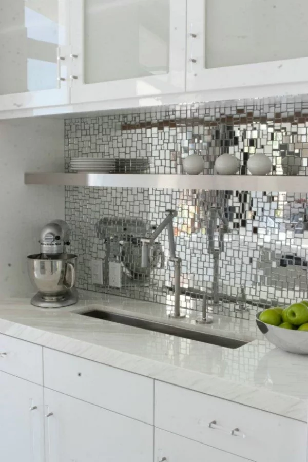 küchenrückwand ideen spiegelmosaik