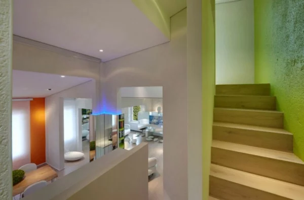 futuristische residenz schlichte treppe aus hellem holz
