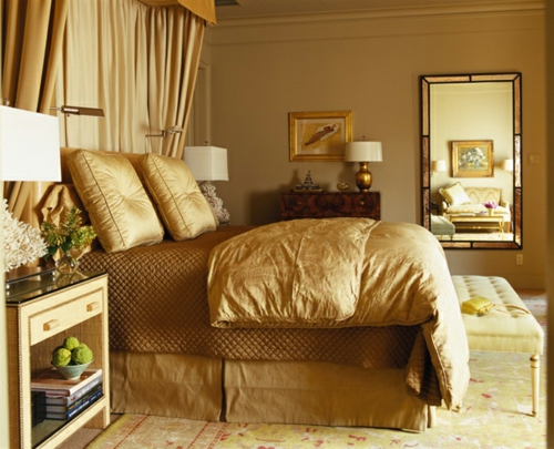 glamouröse interior ideen goldene bettwäsche aus seide