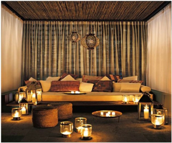 großartige marokkanische Interior Designs  wohnzimmer kerzen vorhänge samt
