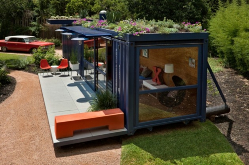 innovativ architektur design orange sitzmöbel außenbereich container
