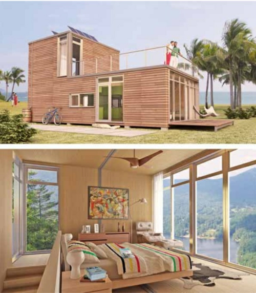 inspirierende Container Häuser holzplatten natur umgebung dach veranda