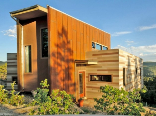inspirierende Container Häuser verschieden farben platten geometrisch