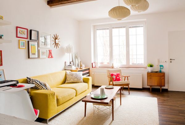 inspirierende george nelson designs grüngelbe couch und sonnenuhr