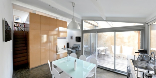 kleine Apartment Designs offene küchenbereich eingebaut schrank weiß