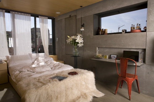 kleine Apartment Designs schlafzimmer doppelbett wäsche decken