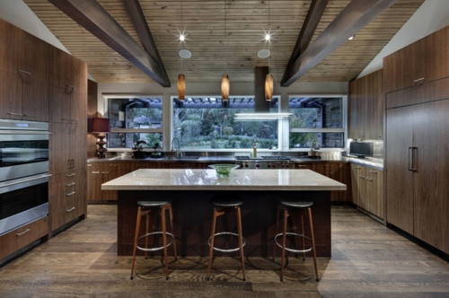 kreative Ideen für Küchenfenster modern design barhocker leder sitzplatz