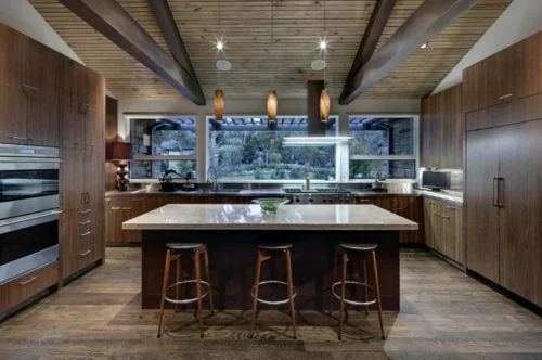 kreative Ideen für Küchenfenster modern design barhocker leder sitzplatz