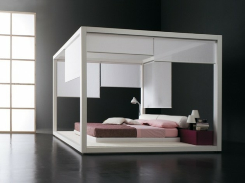 minimalistisch einrichtung schlafzimmer matratze bettwäsche rosa braun