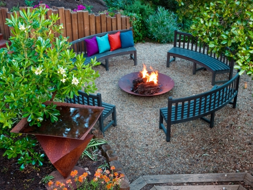 moderne Gestaltung im Garten feuerstelle schön entspannend hinterhof
