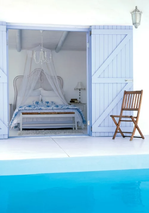 romantische schlafzimmer einrichtung meeresblau und baldachin