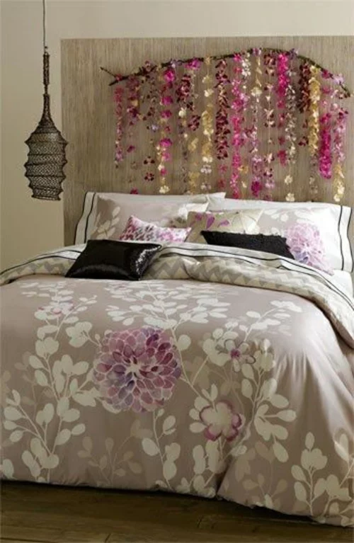 romantische schlafzimmer einrichtung wandverzierung orichideen