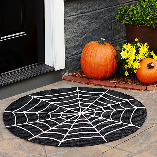 stylische kunstwerke zu halloween runde fußmatte spinnwebe