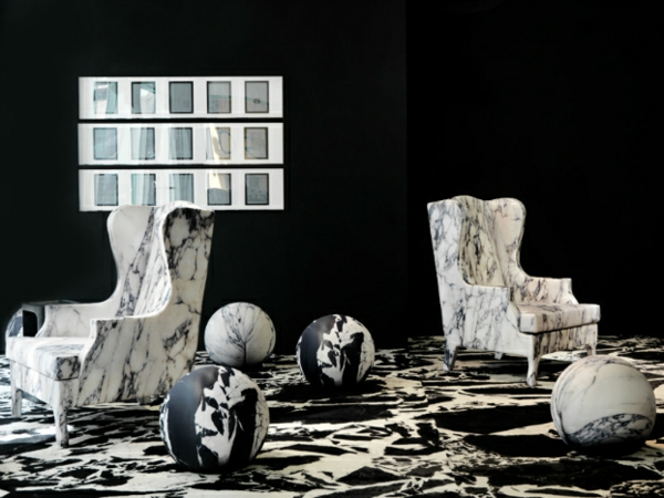 Aktuelle Interior Design Trends marmor porzellan weiß schwarz