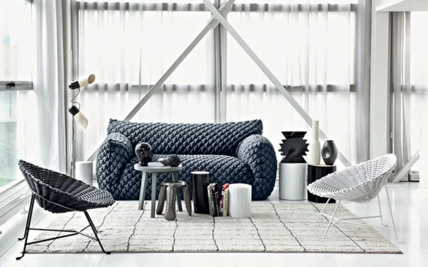 Designer Sofa mit abnehmbarem Bezug rustikale note gardinen