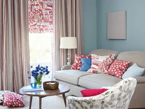 Farben und Trends bei Heimtextilien gardinen bunt sofa kissen