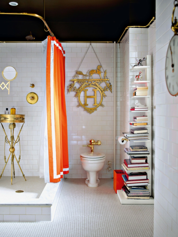  Innovative Einrichtungsideen badezimmer orange gardinen dusche