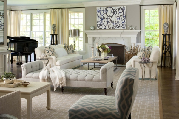 Klassische Möbel fürs Wohnzimmer luxus kamin ruhebett überwurf