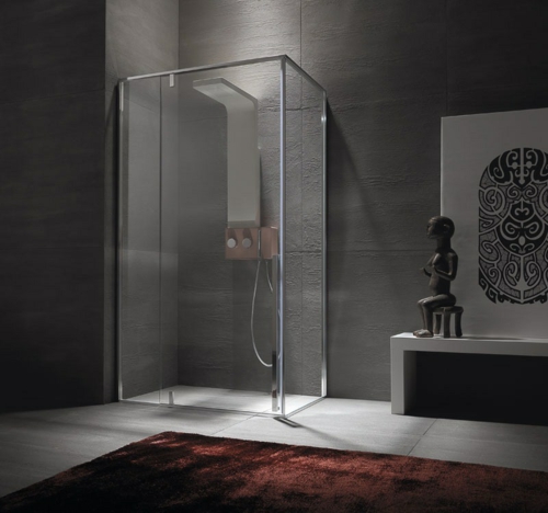 Moderne Duschkabinen aus Glas baden teppich weich dunkelbraun