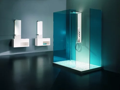 moderne duschkabinen aus glas waschbecken minimalistisch