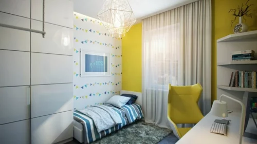 Modernes Apartment mit atemberaubender Inneneinrichtung kinderzimmer gelb