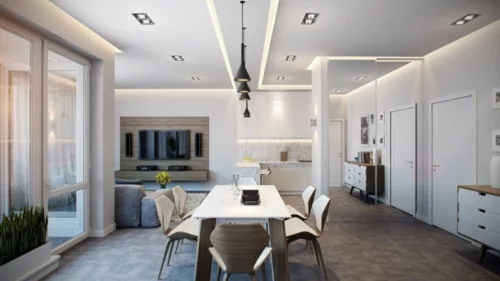 Modernes Apartment mit atemberaubender Inneneinrichtung neutrales farbschema