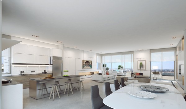 Modernes Zuhause zeigt opulente Wandgestaltung essbereich kücheninsel