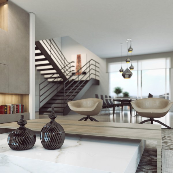Modernes Zuhause zeigt opulente Wandgestaltung platten küche