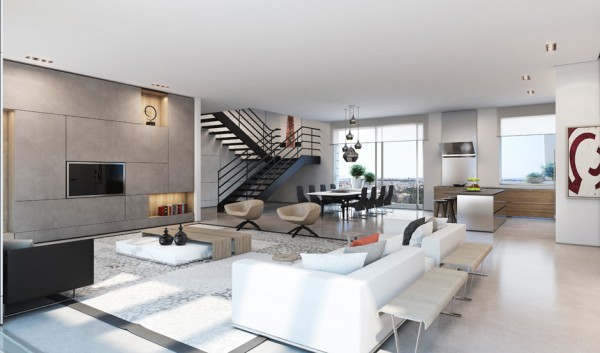 Modernes Zuhause zeigt opulente Wandgestaltung treppe wohnbereich