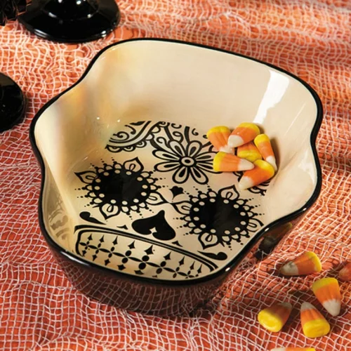 Totenkopf Dekoration zu Halloween küche schale geschirr keramisch