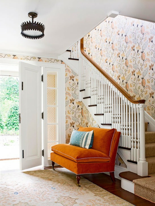Treppenläufer und Teppiche für Holztreppen treppenhaus sofa orange