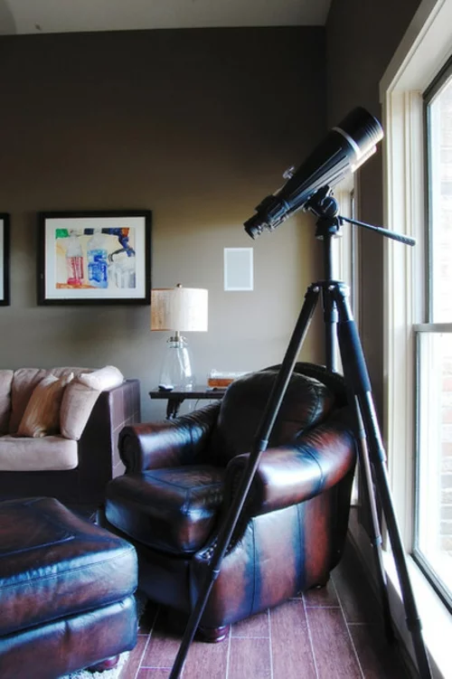 Warmes rustikal eingerichtetes Haus luxus wohnbereich leder sessel