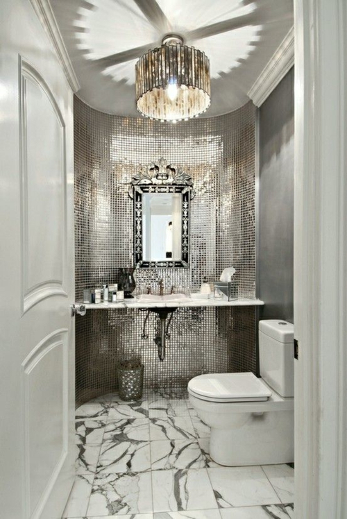 attraktive Badezimmer Design glanzvoll grau weiß gestaltung