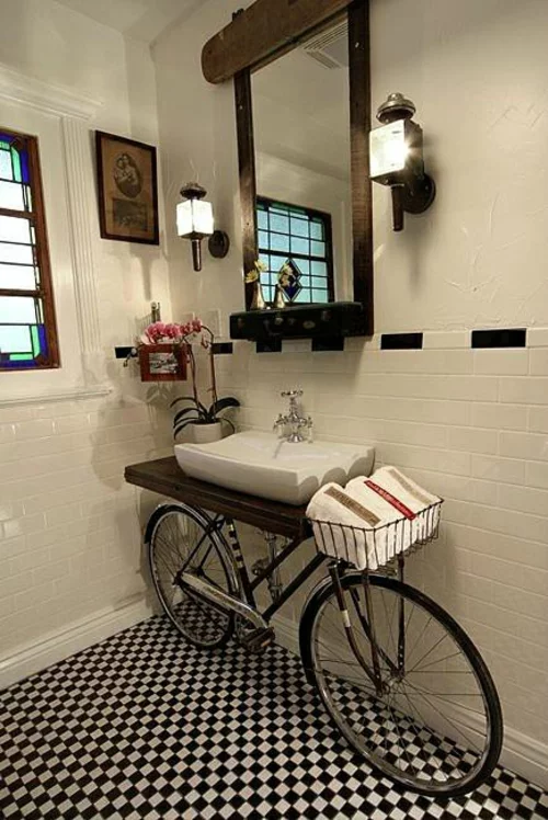 attraktive Badezimmer Design originell fahrrad waschbecken