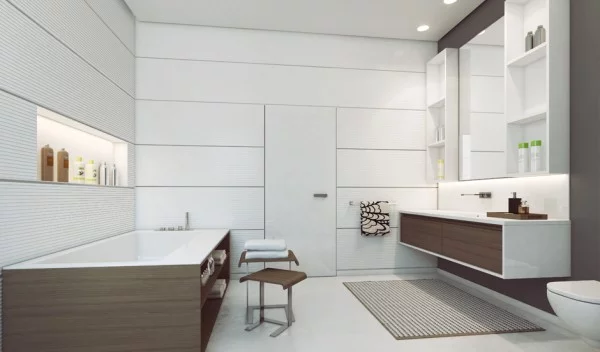 badezimmer platten wandgestaltung raffiniert badewanne ando studio