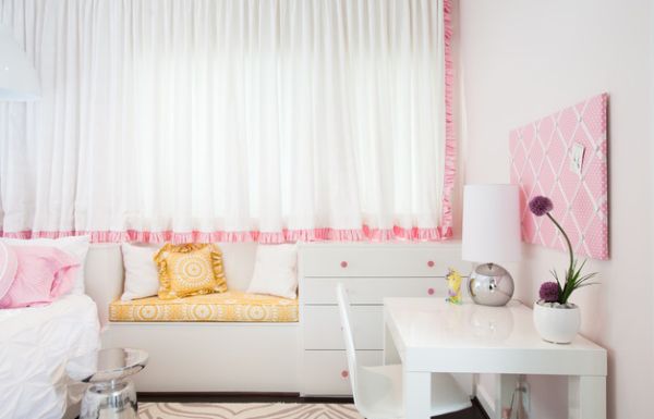 designer büro parsons desk weiß arbeitsecke zart rosa bett sofa