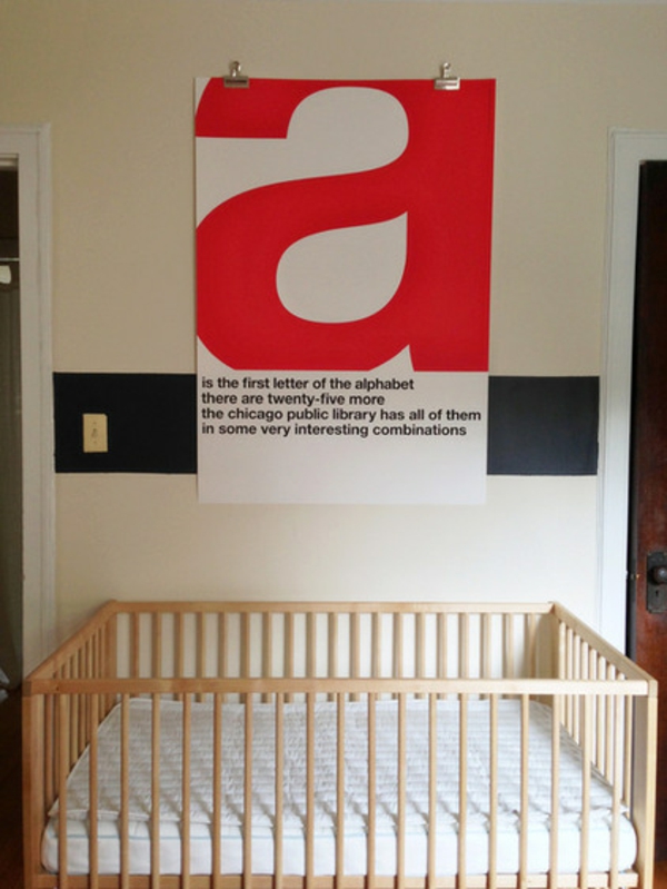 farbige babyzimmer gestaltung plakative wand deko