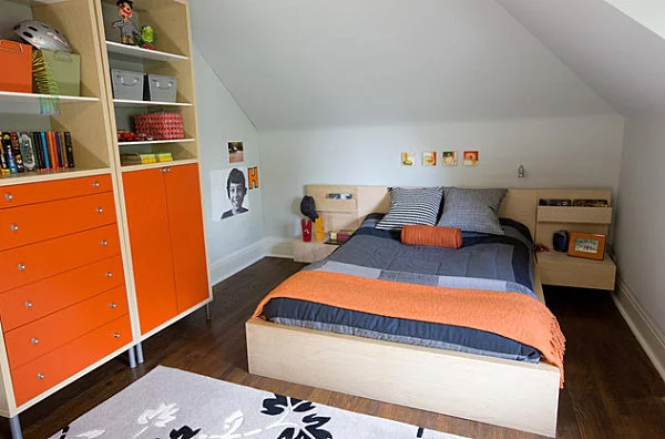 innendesign ideen orange farbe kommode farbakzente schlafzimmer