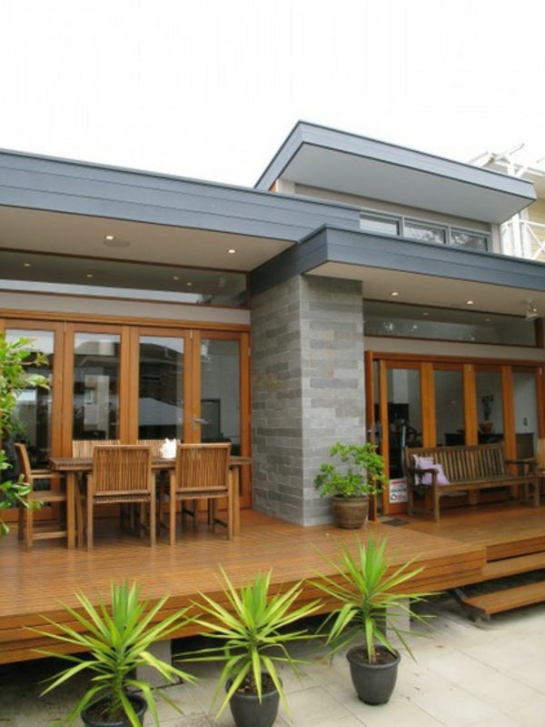 moderne architektonische details elegante halbüberdachte terrasse