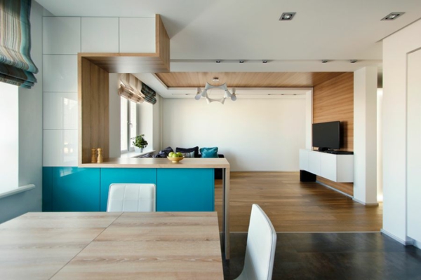 modernes apartment schrankfrontenin hochglanz weiß und blau