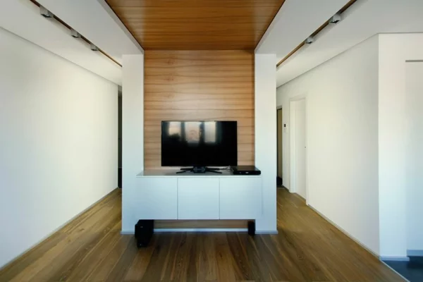 modernes apartment zwischenwand mit fernseher