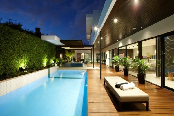 modernes architektenhaus balaclava road holz veranda pool natur