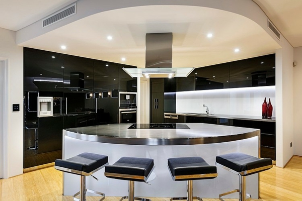 modernes architektenhaus beleuchtung insel küche