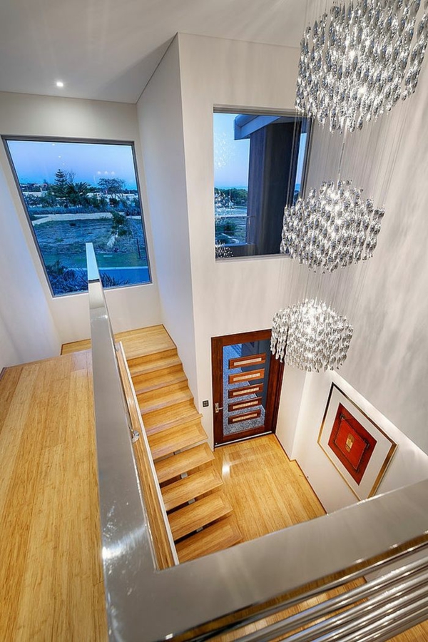 modernes architektenhaus beleuchtung treppenhaus kronleuchter