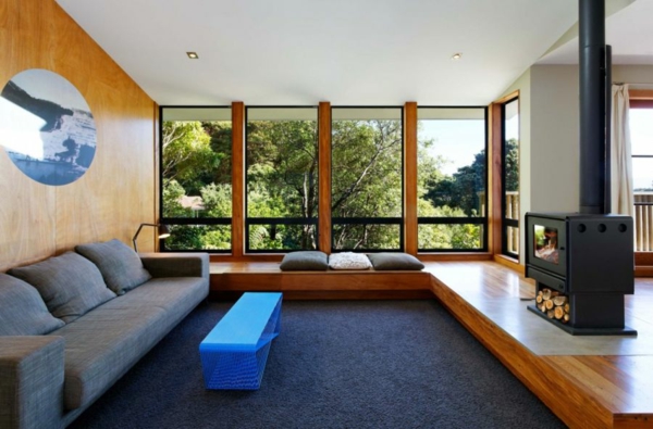 modernes designer haus wohnbereich kamin sofa kaffeetisch