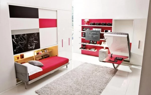 platzsparende Möbel fürs Kinderzimmer modern grau teppich