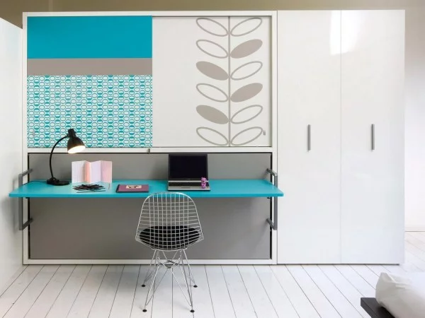 platzsparende Möbel fürs Kinderzimmer türkisfarben tischplatte büro