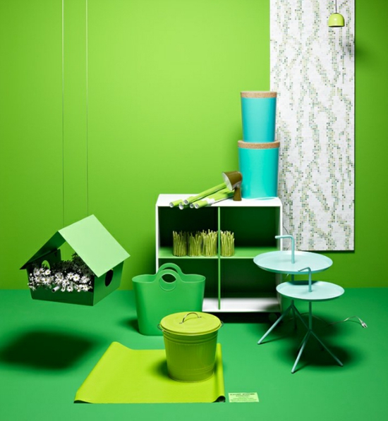 raumgestaltung mit farben grün grell deko