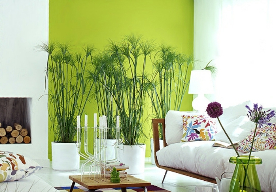 raumgestaltung mit farben weiß grün sofa wohnbereich